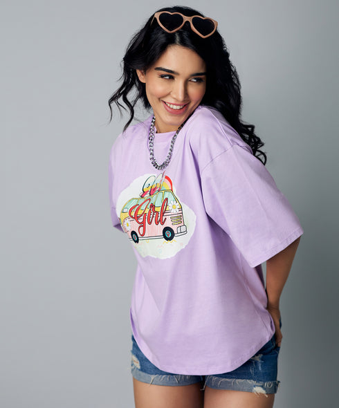 Oversize Purple 90's Girl Tshirt