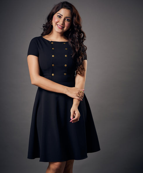 Shank Attached Black Mini Dress