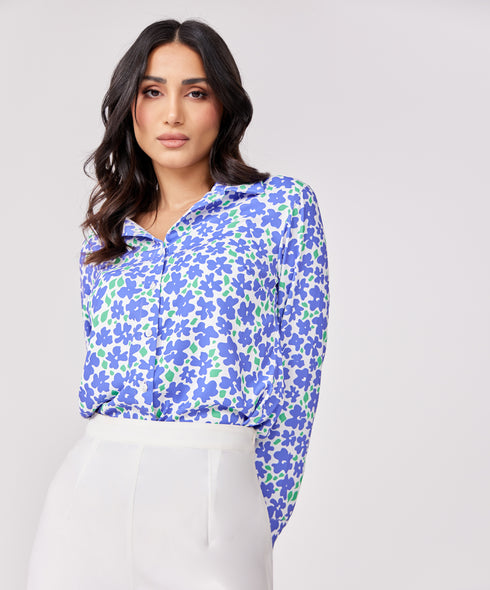 Chiffon Printed Long Sleeve Shirt Top