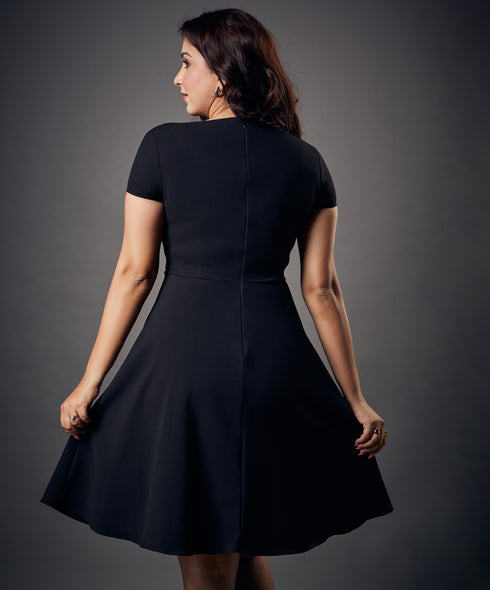 Shank Attached Black Mini Dress