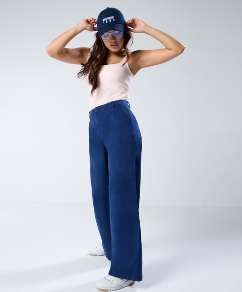 Blue Pleated Pant (Short length)