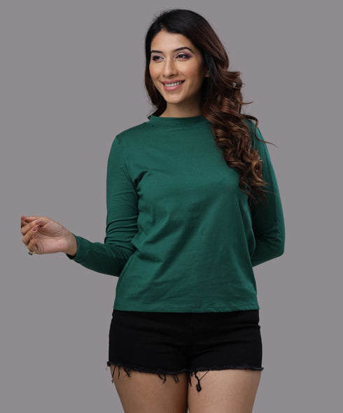 Crew Neck Long Sleeve Dark Green Tee