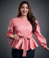 Pink Detailed Peplum Top