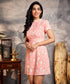High Neck Pink Printed Mini Dress