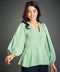 Vneck Front Slit Hem Blouse