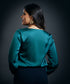 Cowl Neck Long Sleeve Satin Top-Dark Green