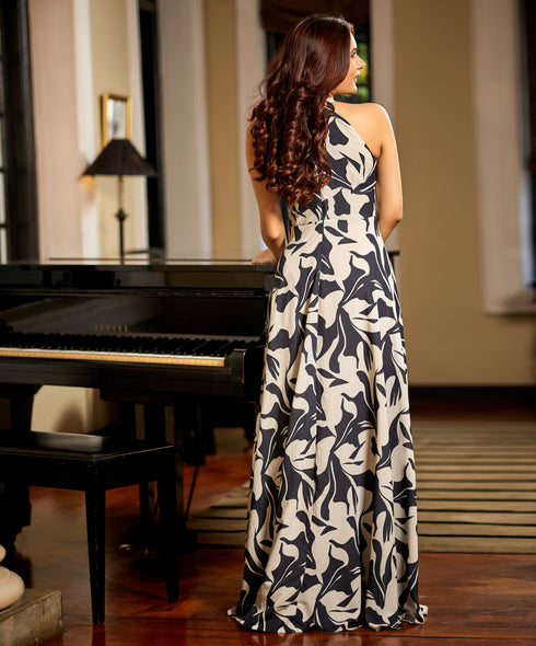 Halter Neck Chiffon Maxi Dress