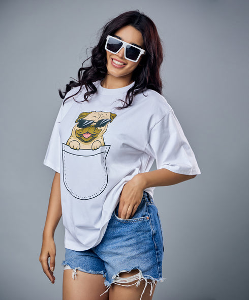 Pug In A Pocket Oversized Tshirt