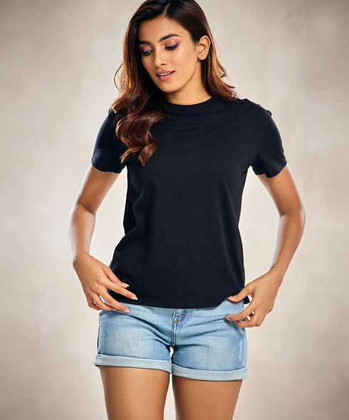 Black Basic Crew Neck Tshirt