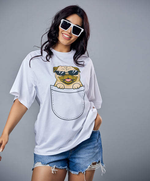 Pug In A Pocket Oversized Tshirt