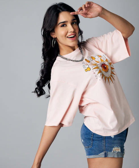 Oversize Pink Stay Groovy Tshirt