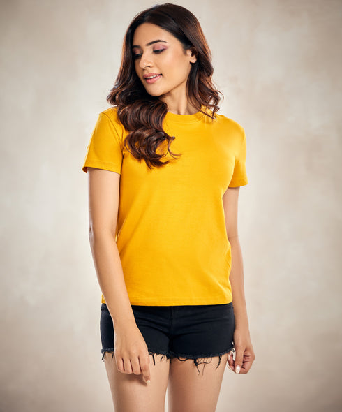 Mustard Crew Neck T Shirt