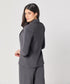 Curved Label Collared Classic Jacket- Grey