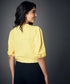 Round Neck Lantern Sleeve Yellow Blouse