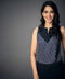 Notched Neckline Contrast Panel Black Blouse