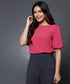 Wide Neck Solid Chiffons Formal Top- Pink