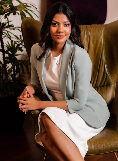 Basic Lapel Collared Blazer - Pastel Green