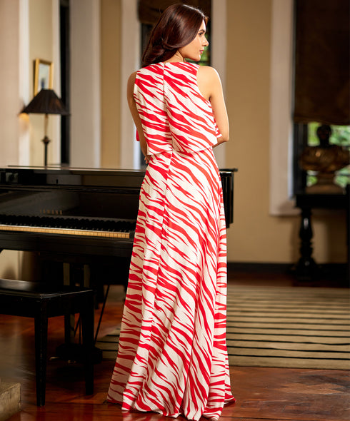 Two Layered Floral Printed Maxi Dress