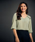 York Frilled Long Sleeve Green Top