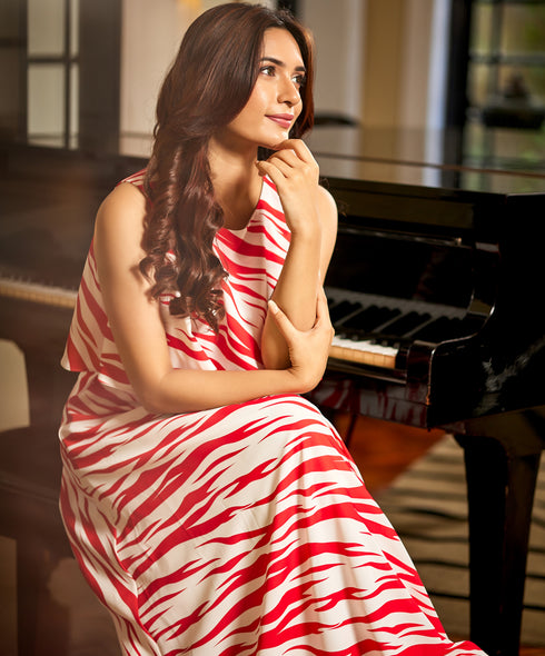 Two Layered Floral Printed Maxi Dress