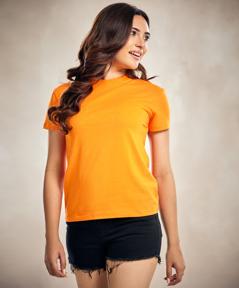 Orange Crew Neck T Shirt