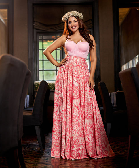 Printed Flowy Chiffon Skirt