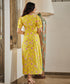 Puffed Sleeve Ditsy Printed Midi Dress