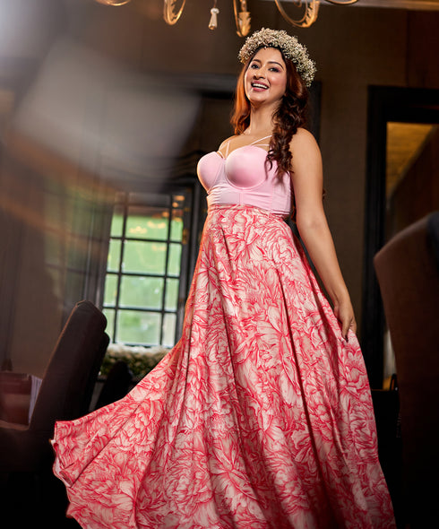 Printed Flowy Chiffon Skirt