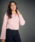 Cowl Neck Long Sleeve Pink Top