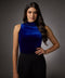High Neck Sleeveless Velvet Top- Royal Blue