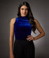 High Neck Sleeveless Velvet Top- Royal Blue