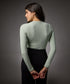 Long Sleeve Round Neck Rib Top- Baby Green