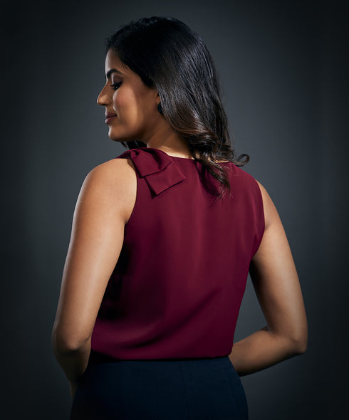 Strap Bow Sleeveless Top-Red