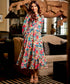 Floral Printed Long Sleeve Midi Dress