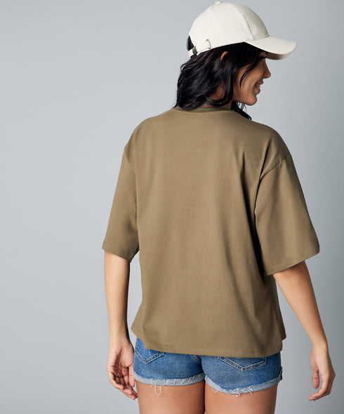Oversize Keep Calm Khaki Tshirt