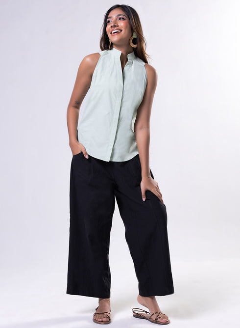 Sleeveless High Neck Cotton Top