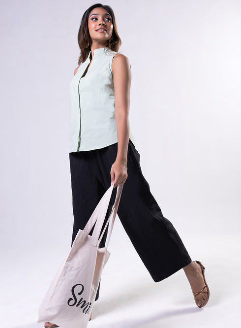 Sleeveless High Neck Cotton Top
