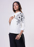 Mandarine Collar Side Embroidered Top