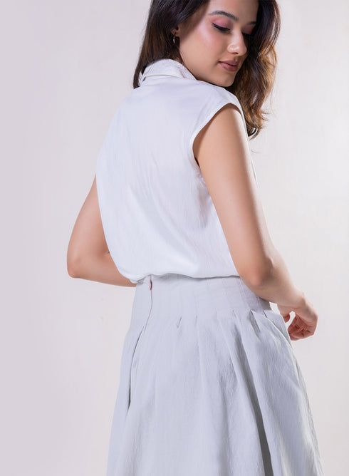 Sleeveless Shirt Top -Off White