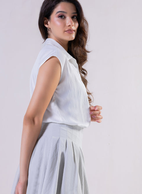 Sleeveless Shirt Top -Off White