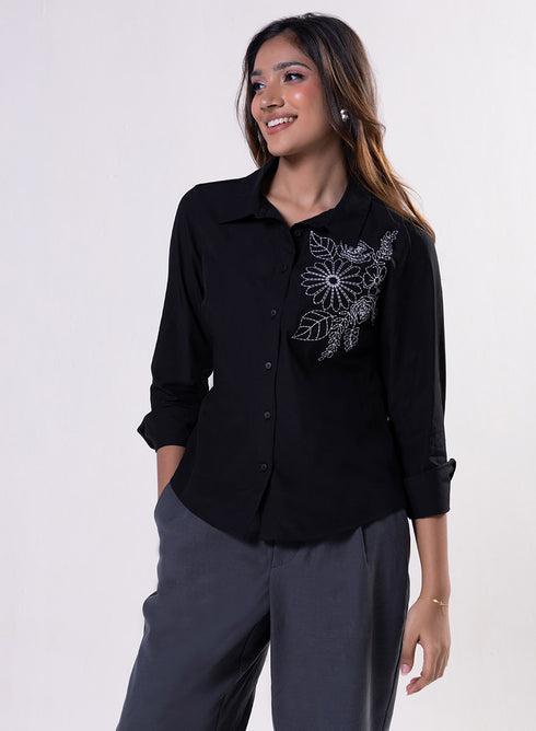 Floral Embroidered Shirt Top