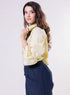 Leaf Embroidered Shirt Top-Yellow
