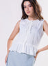 Sleeveless Pintuck Peplum Top Off White