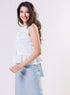 Sleeveless Pintuck Peplum Top Off White
