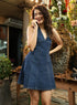 Halter Neck Bra Cut Denim Dress
