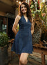 Halter Neck Bra Cut Denim Dress
