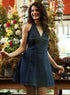 Halter Neck Bra Cut Denim Dress