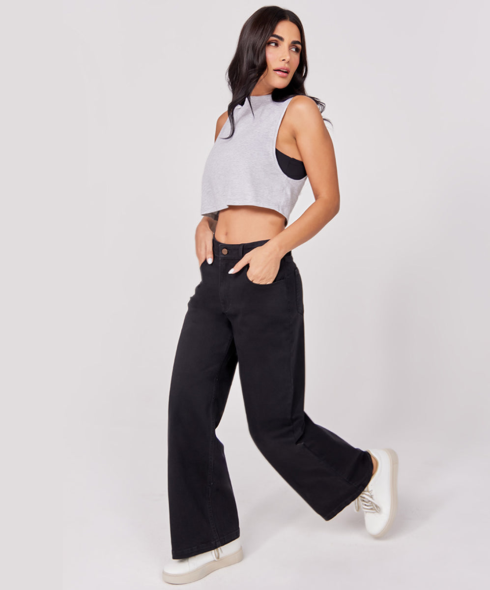 BLACK DENIM ZIPPED SHORT PANTS
