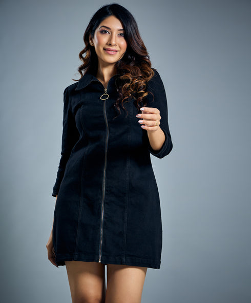 Keep It Casual Black Denim Dress