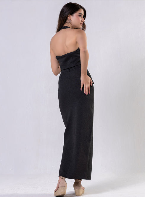 Ponte Skirt And Top Set - Black